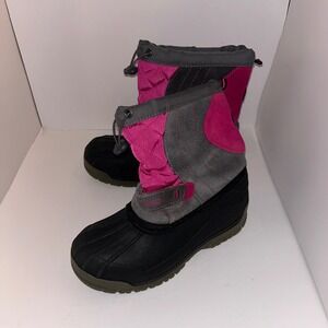 SPORTO Kids Winter Snow Boots Pink Gray Waterproof Warm Size L 4-5 No Flaws‎